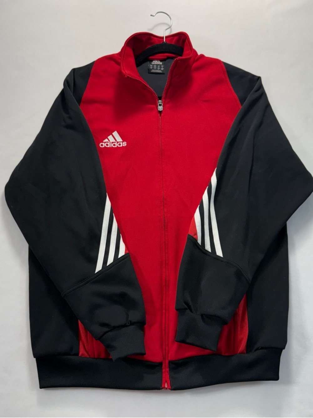adidas Red and Black Zip-Up Athletic Jacket